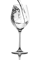 Drinking water pouring in wine glass