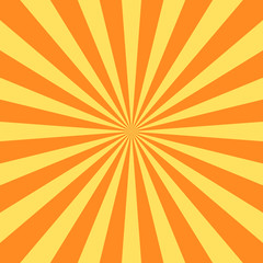 Yellow orange rays poster. Popular ray star burst background television vintage. Dark-light bright abstract texture with sunburst, flare, beam. Retro art design Glow bright pattern Vector Illustration