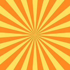 Yellow orange rays poster. Popular ray star burst background television vintage. Dark-light bright abstract texture with sunburst, flare, beam. Retro art design Glow bright pattern Vector Illustration