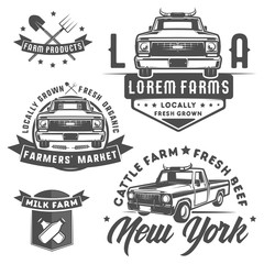 Obraz premium Set of farm truck for logo,emblems and design. 