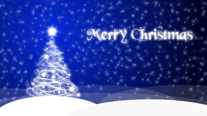 Blue christmas card with snow