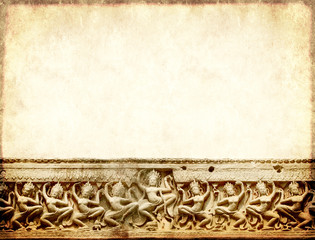 Fototapeta na wymiar Grunge background with carving, Preah Khan Temple, Angkor Wat, C