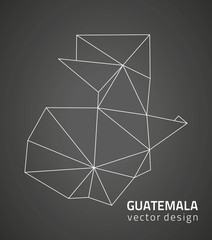Guatemala black contour polygonal map of America