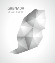 Grenada polygonal grey and silver vector map