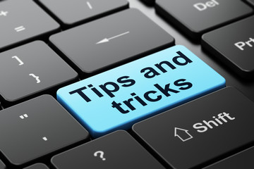 Fototapeta premium Education concept: Tips And Tricks on computer keyboard background