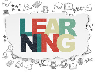 Education concept: Learning on Torn Paper background