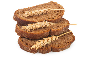 slices of bread and an ear of wheat