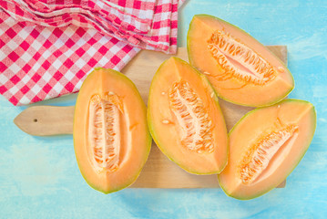 Melon on rustic table