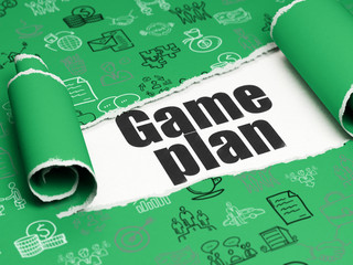 Business concept: black text Game Plan under the piece of  torn paper - 115851458