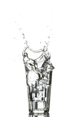 Glass of water with ice cubes