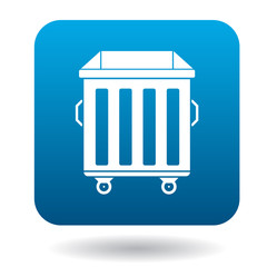 Garbage container icon in simple style on a white background