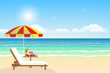 Seascape vector illustration. Paradise beach.