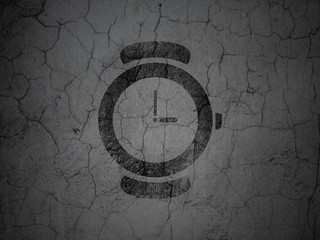 Timeline concept: Watch on grunge wall background