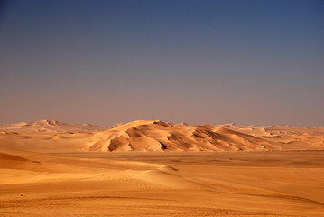 Fototapeta na wymiar Panoramic view of sand dunes in desert Oman