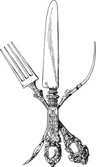 Vintage image knife, fork