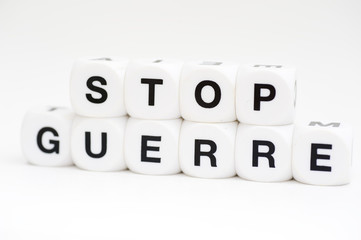 Stop guerre text on dice over white background