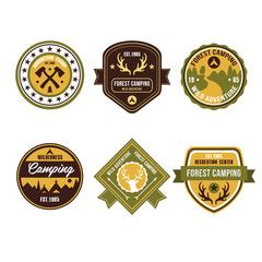Vintage Outdoor Camp Badges and Logo Emblems - obrazy, fototapety, plakaty