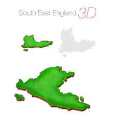 Green 3D Map - South East England UK