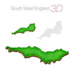 Green 3D Map - South West England UK