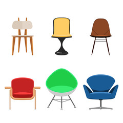 Colorful chair set isolated