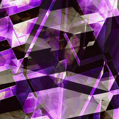 Obraz premium Abstract 3d relief background of purple and pink blocks and light reflections. Futuristic background of prisms, lines and polygonal shapes