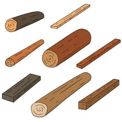 vector set of wooden timber