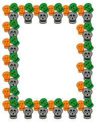 Frame with skulls and bones. Vector clip art.