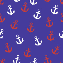 Seamless pattern with anchors. Nautical background. Vector illustration.