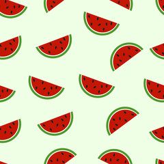 Watermelon seamless pattern. Flat watermelon background.