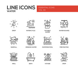 Water - line design icons set