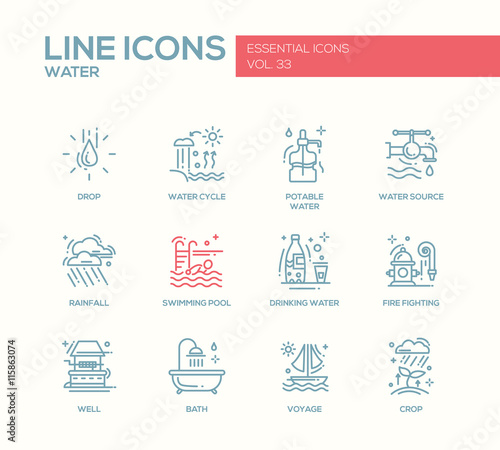 "Water - line design icons set" Stock image and royalty-free vector