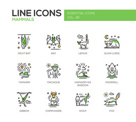 Mammals - line design icons set