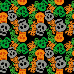 Seamless pattern with skull silhouette. Vector clip art.