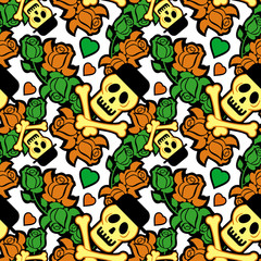 Seamless pattern with skull silhouette. Vector clip art.