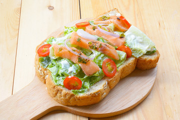 Salmon and salad sandwiches
