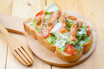 Salmon and salad sandwiches
