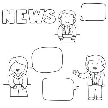 vector set of news announcer