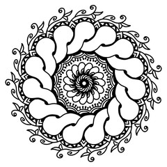 Hand drawing zentangle element. Black and white. Mandala. Vector illustration. The best for your design, textiles, posters, tattoos, corporate identity