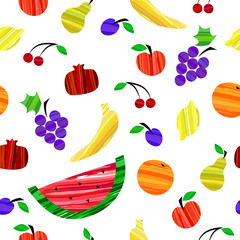 Colorful different fruits seamless pattern vector illustration. Background, textile, texture, backdrop
