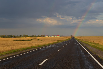 Hope on the road in form of rainbow