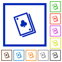 Card game framed flat icons