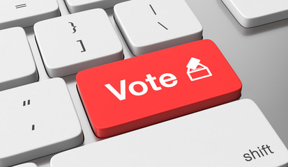 Fototapeta premium Vote text written on keyboard button
