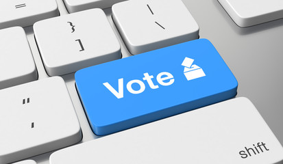 Vote text written on keyboard button