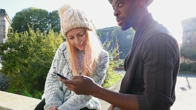 Looking at phone