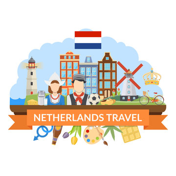 Netherlands Travel Flat Composition