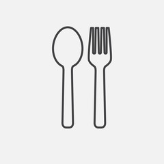 Food. Line Icon Vector. Fork and Spoon Signs isolated on white background. Flat design style