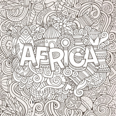 Cartoon cute doodles hand drawn african illustration.