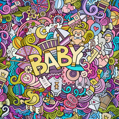 Obraz na płótnie Canvas Cartoon vector hand drawn Doodle Baby illustration
