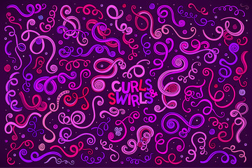 Fototapeta na wymiar Vector hand drawn Doodle cartoon set of curls and swirls 