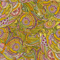 Abstract vector decorative hand drawn nature floral eamless pattern